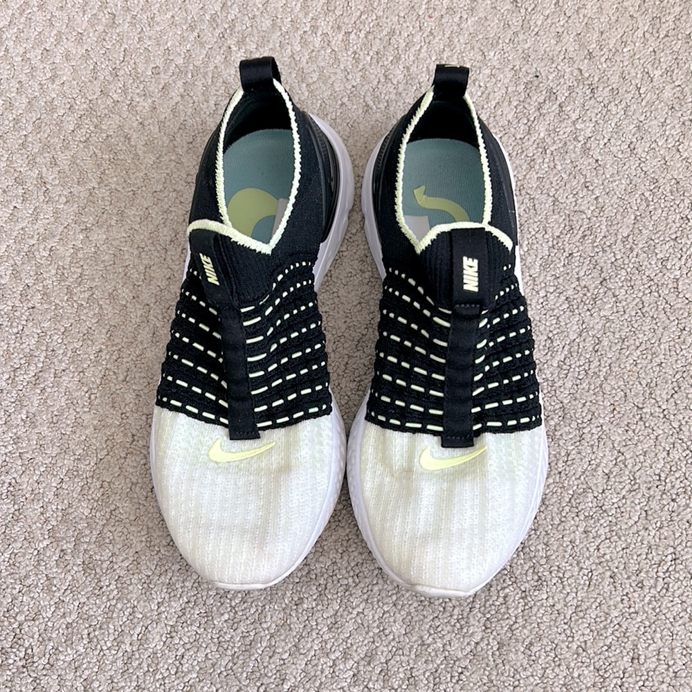 Nike REACT Neon and Black slip on sneakers